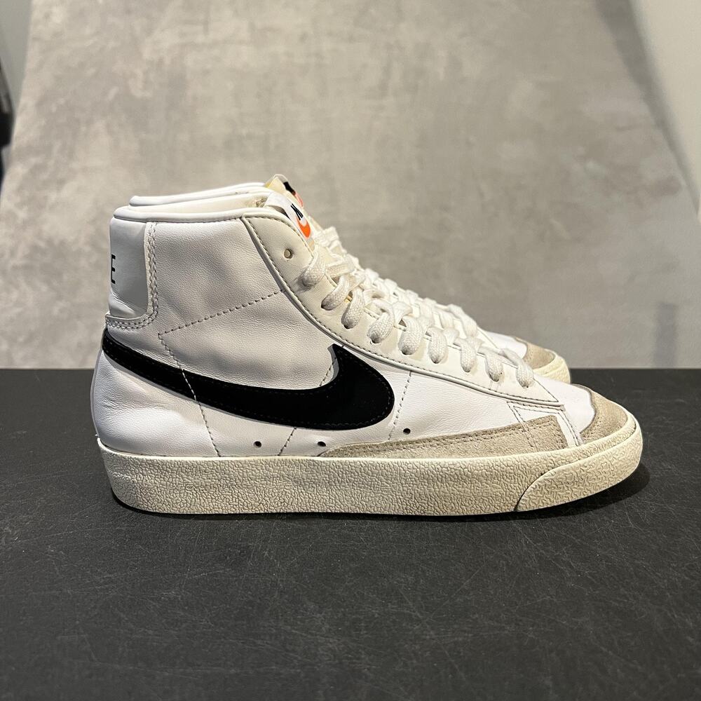 Nike Blazer Mid '77 Shoes Womens 7 White Black High Top Leather CZ1055-100